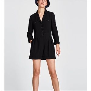 Zara black short crepe jumpsuit